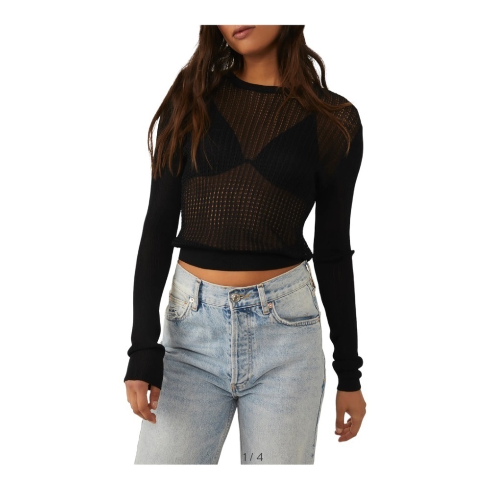 Nwt Free People H20 Crew Pullover / black